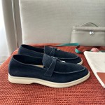 Loro Piana Summer Charms Walk Loafer FAE5444-W13O Blue Fluorite Women's Shoes Loro Piana Summer Charms Walk Loafer FAE5444-W13O Blue Fluorite Women's Comfort Flats Front View