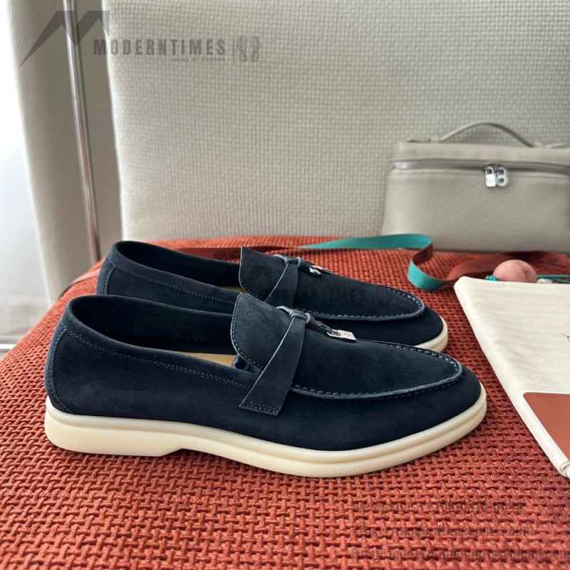 Loro Piana Summer Charms Walk Loafer FAE5444-W13O Blue Fluorite Women's Shoes Loro Piana Summer Charms Walk Loafer FAE5444-W13O Blue Fluorite Women's Comfort Flats Front View