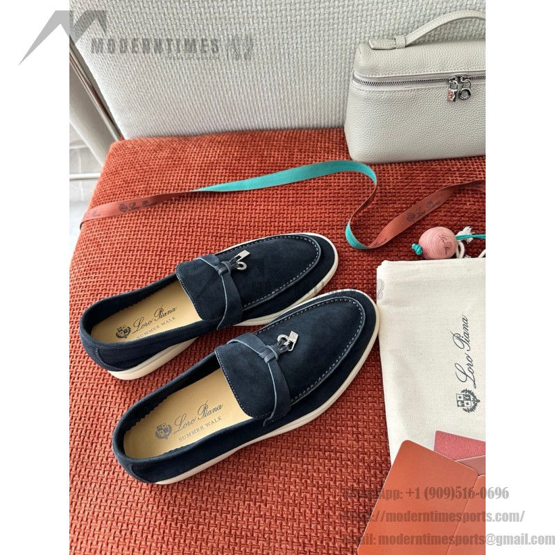 Loro Piana Summer Charms Walk Loafer FAE5444-W13O Blue Fluorite Women's Shoes Loro Piana Summer Charms Walk Loafer FAE5444-W13O Blue Fluorite Women's Comfort Flats Front View