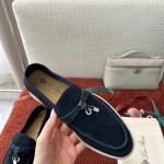 Loro Piana Summer Charms Walk Loafer FAE5444-W13O Blue Fluorite Women's Shoes Loro Piana Summer Charms Walk Loafer FAE5444-W13O Blue Fluorite Women's Comfort Flats Front View