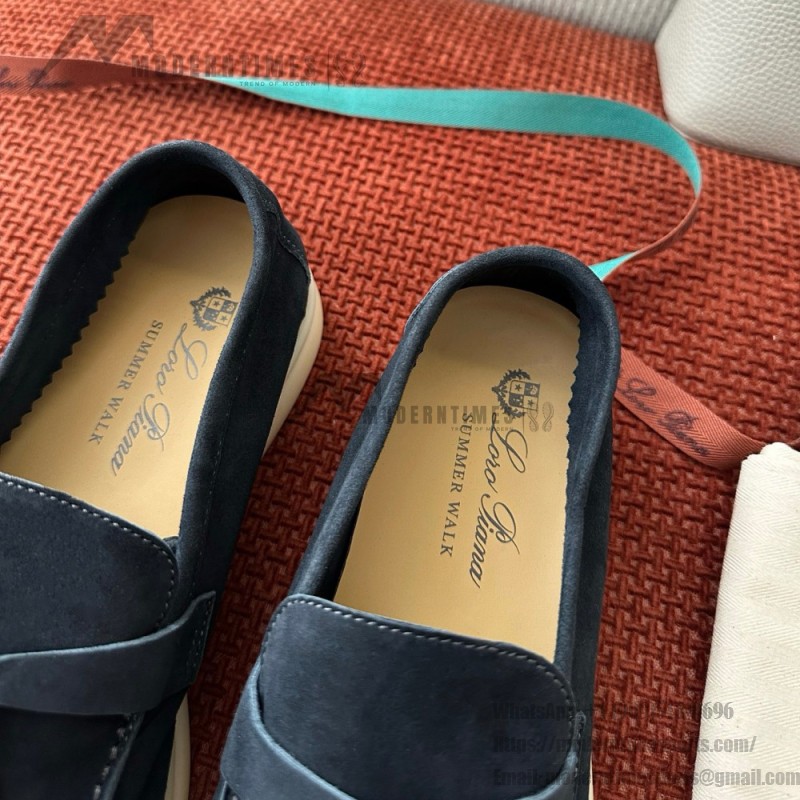 Loro Piana Summer Charms Walk Loafer FAE5444-W13O Blue Fluorite Women's Shoes Loro Piana Summer Charms Walk Loafer FAE5444-W13O Blue Fluorite Women's Comfort Flats Front View