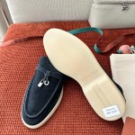 Loro Piana Summer Charms Walk Loafer FAE5444-W13O Blue Fluorite Women's Shoes Loro Piana Summer Charms Walk Loafer FAE5444-W13O Blue Fluorite Women's Comfort Flats Front View