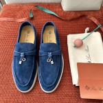 Loro Piana Summer Charms Walk Loafer FAE5444-W13O Blue Fluorite Women's Shoes Loro Piana Summer Charms Walk Loafer FAE5444-W13O Blue Fluorite Women's Comfort Flats Front View