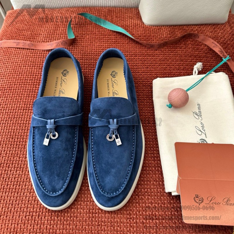 Loro Piana Summer Charms Walk Loafer FAE5444-W13O Blue Fluorite Women's Shoes Loro Piana Summer Charms Walk Loafer FAE5444-W13O Blue Fluorite Women's Comfort Flats Front View