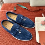 Loro Piana Summer Charms Walk Loafer FAE5444-W13O Blue Fluorite Women's Shoes Loro Piana Summer Charms Walk Loafer FAE5444-W13O Blue Fluorite Women's Comfort Flats Front View