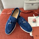 Loro Piana Summer Charms Walk Loafer FAE5444-W13O Blue Fluorite Women's Shoes Loro Piana Summer Charms Walk Loafer FAE5444-W13O Blue Fluorite Women's Comfort Flats Front View