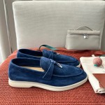 Loro Piana Summer Charms Walk Loafer FAE5444-W13O Blue Fluorite Women's Shoes Loro Piana Summer Charms Walk Loafer FAE5444-W13O Blue Fluorite Women's Comfort Flats Front View