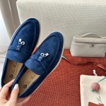 Loro Piana Summer Charms Walk Loafer FAE5444-W13O Blue Fluorite Women's Shoes Loro Piana Summer Charms Walk Loafer FAE5444-W13O Blue Fluorite Women's Comfort Flats Front View