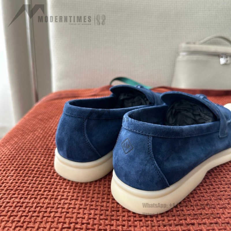 Loro Piana Summer Charms Walk Loafer FAE5444-W13O Blue Fluorite Women's Shoes Loro Piana Summer Charms Walk Loafer FAE5444-W13O Blue Fluorite Women's Comfort Flats Front View