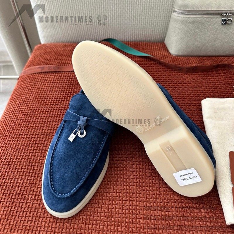 Loro Piana Summer Charms Walk Loafer FAE5444-W13O Blue Fluorite Women's Shoes Loro Piana Summer Charms Walk Loafer FAE5444-W13O Blue Fluorite Women's Comfort Flats Front View