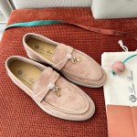 Loro Piana Summer Charms Walk Loafer FAE5444-30AT Flowering Cherry Women's Shoes Loro Piana Summer Charms Walk Loafer FAE5444-30AT Flowering Cherry Women's Comfort Flats Front View