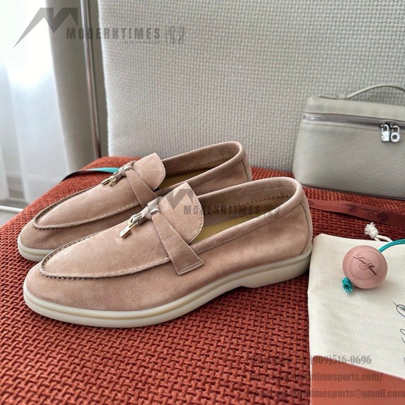 Loro Piana Summer Charms Walk Loafer FAE5444-30AT Flowering Cherry Women's Shoes Loro Piana Summer Charms Walk Loafer FAE5444-30AT Flowering Cherry Women's Comfort Flats Front View