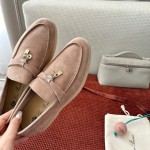 Loro Piana Summer Charms Walk Loafer FAE5444-30AT Flowering Cherry Women's Shoes Loro Piana Summer Charms Walk Loafer FAE5444-30AT Flowering Cherry Women's Comfort Flats Front View