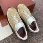 Loro Piana Tennis Walk Sneaker Summer Pink FAO1547-30IH suede low top luxury sneakers for women