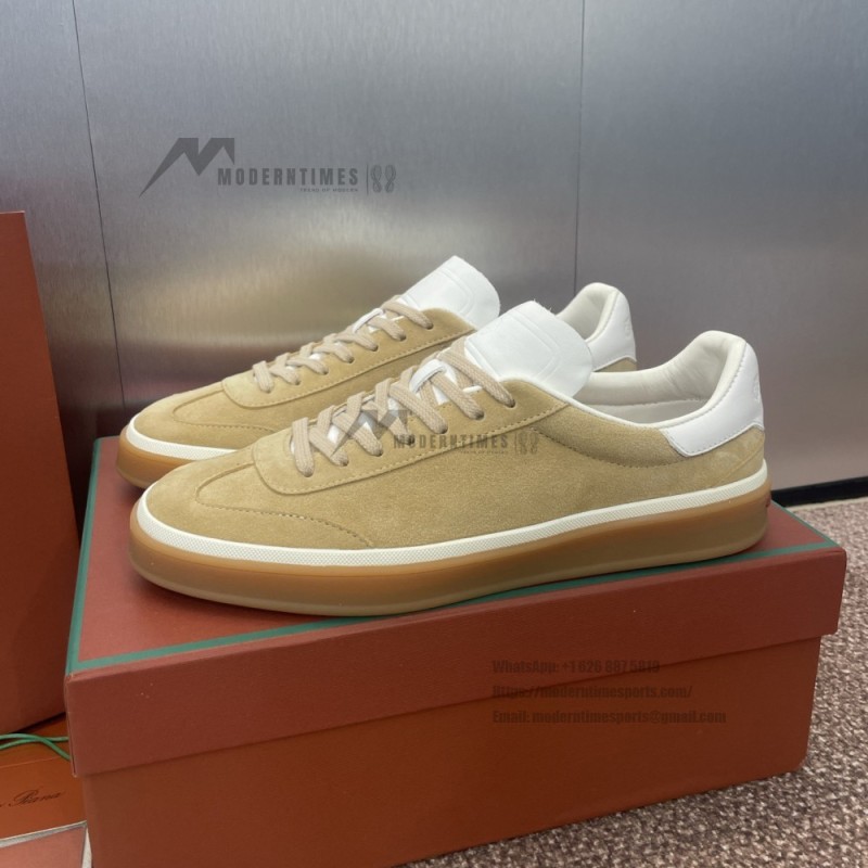 Loro Piana Tennis Walk Sneaker Summer Pink FAO1547-30IH suede low top luxury sneakers for women