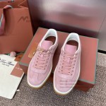 Loro Piana Tennis Walk Sneaker Summer Pink FAO1547-30IH suede low top luxury sneakers for women