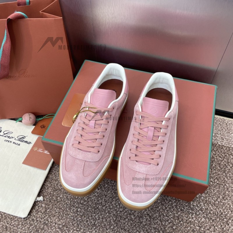 Loro Piana Tennis Walk Sneaker Summer Pink FAO1547-30IH suede low top luxury sneakers for women