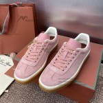 Loro Piana Tennis Walk Sneaker Summer Pink FAO1547-30IH suede low top luxury sneakers for women