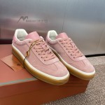 Loro Piana Tennis Walk Sneaker Summer Pink FAO1547-30IH suede low top luxury sneakers for women