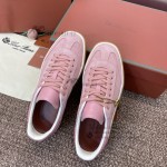 Loro Piana Tennis Walk Sneaker Summer Pink FAO1547-30IH suede low top luxury sneakers for women
