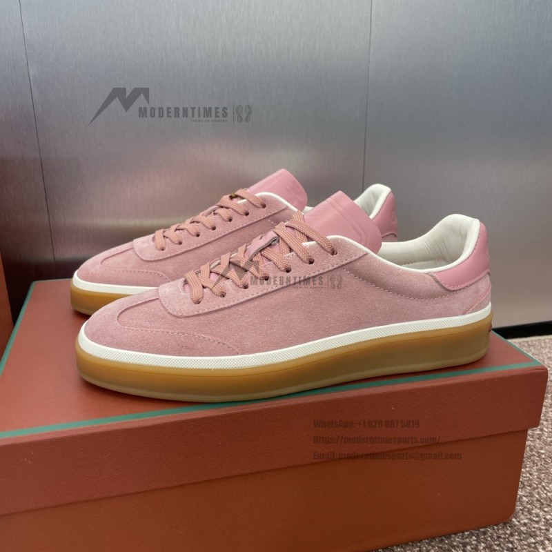 Loro Piana Tennis Walk Sneaker Summer Pink FAO1547-30IH suede low top luxury sneakers for women