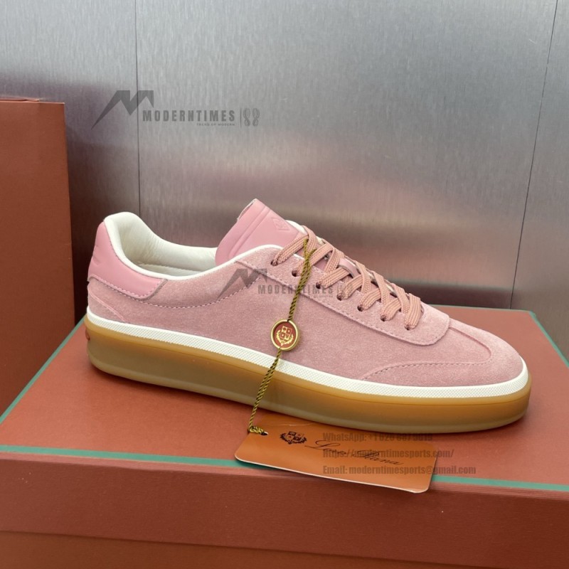 Loro Piana Tennis Walk Sneaker Summer Pink FAO1547-30IH suede low top luxury sneakers for women