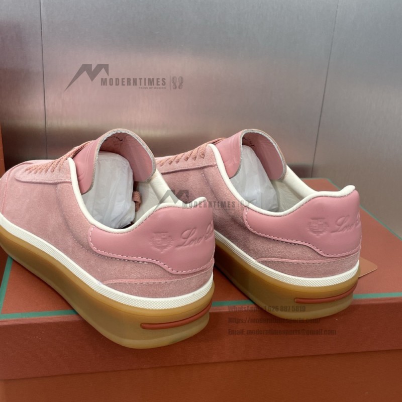 Loro Piana Tennis Walk Sneaker Summer Pink FAO1547-30IH suede low top luxury sneakers for women