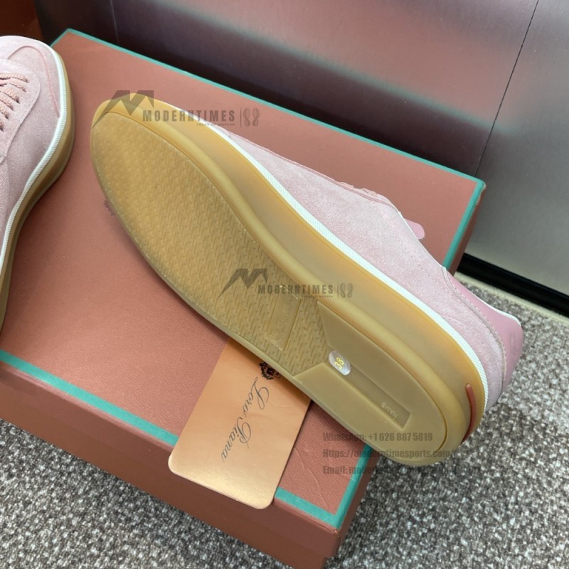 Loro Piana Tennis Walk Sneaker Summer Pink FAO1547-30IH suede low top luxury sneakers for women