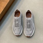 Loro Piana Week-End Walk Sneaker FAM1720 Men Dark Gray Suede Sneakers Loro Piana Week-End Walk Sneaker FAM1720 Men Dark Gray Suede Casual Shoes White Sole