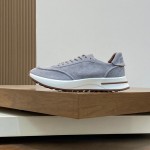 Loro Piana Week-End Walk Sneaker FAM1720 Men Dark Gray Suede Sneakers Loro Piana Week-End Walk Sneaker FAM1720 Men Dark Gray Suede Casual Shoes White Sole