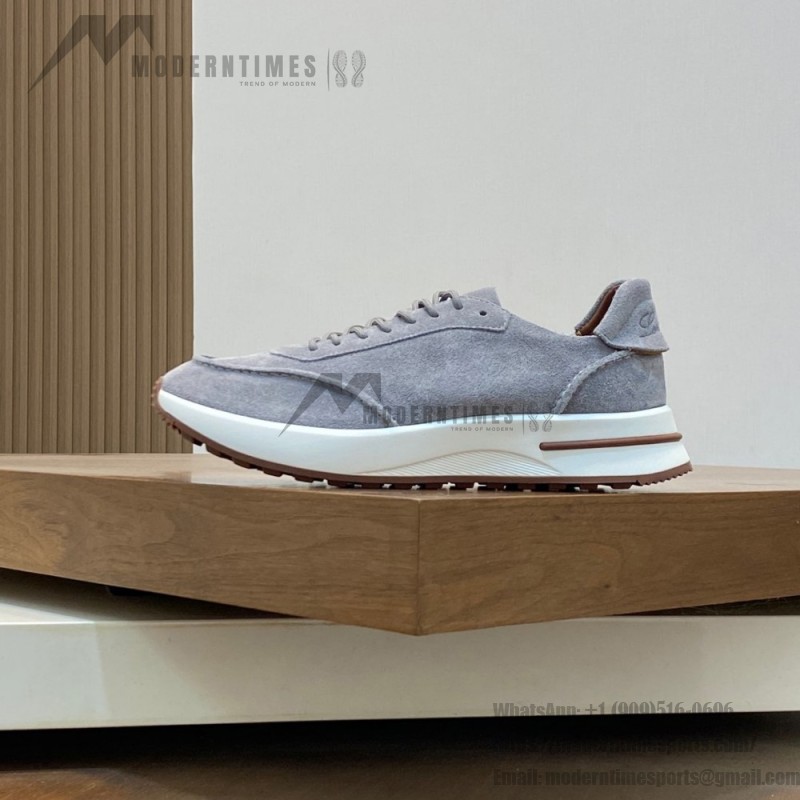 Loro Piana Week-End Walk Sneaker FAM1720 Men Dark Gray Suede Sneakers Loro Piana Week-End Walk Sneaker FAM1720 Men Dark Gray Suede Casual Shoes White Sole