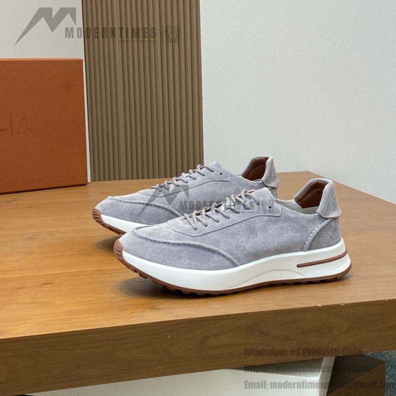 Loro Piana Week-End Walk Sneaker FAM1720 Men Dark Gray Suede Sneakers Loro Piana Week-End Walk Sneaker FAM1720 Men Dark Gray Suede Casual Shoes White Sole