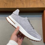 Loro Piana Week-End Walk Sneaker FAM1720 Men Dark Gray Suede Sneakers Loro Piana Week-End Walk Sneaker FAM1720 Men Dark Gray Suede Casual Shoes White Sole