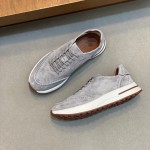Loro Piana Week-End Walk Sneaker FAM1720 Men Dark Gray Suede Sneakers Loro Piana Week-End Walk Sneaker FAM1720 Men Dark Gray Suede Casual Shoes White Sole