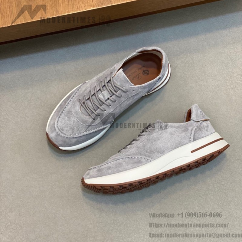 Loro Piana Week-End Walk Sneaker FAM1720 Men Dark Gray Suede Sneakers Loro Piana Week-End Walk Sneaker FAM1720 Men Dark Gray Suede Casual Shoes White Sole