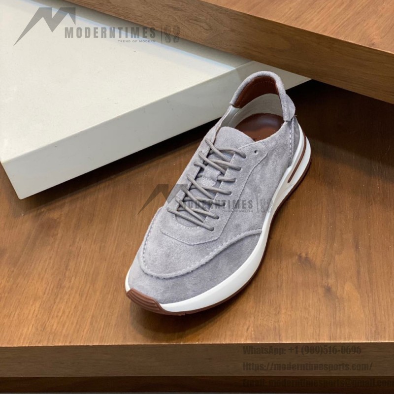 Loro Piana Week-End Walk Sneaker FAM1720 Men Dark Gray Suede Sneakers Loro Piana Week-End Walk Sneaker FAM1720 Men Dark Gray Suede Casual Shoes White Sole