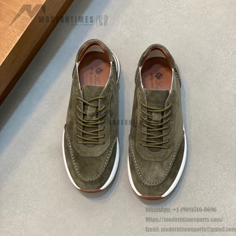 Loro Piana Week-End Walk Sneaker FAM1720 Men Dark Gray Suede Sneakers Loro Piana Week-End Walk Sneaker FAM1720 Men Dark Gray Suede Casual Shoes White Sole