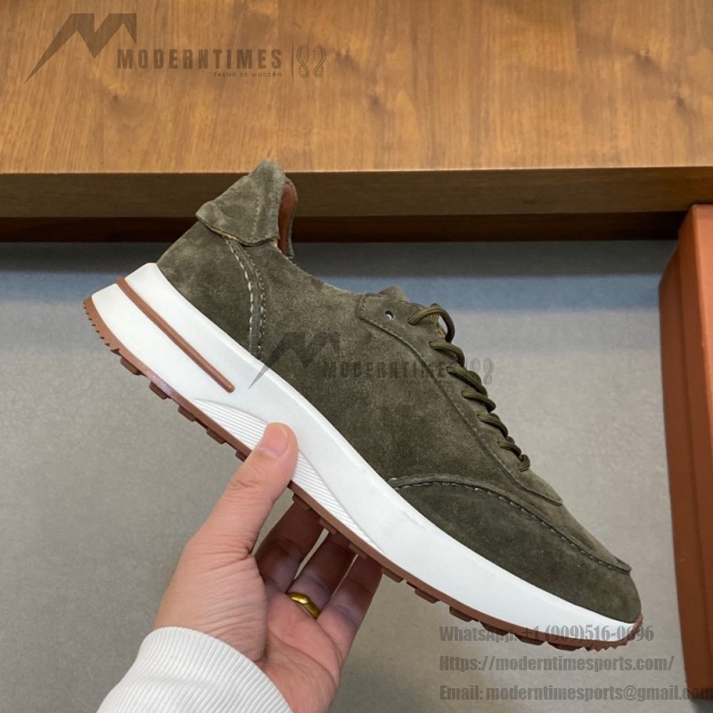 Loro Piana Week-End Walk Sneaker FAM1720 Men Dark Gray Suede Sneakers Loro Piana Week-End Walk Sneaker FAM1720 Men Dark Gray Suede Casual Shoes White Sole
