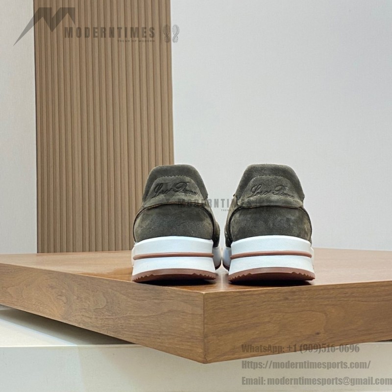 Loro Piana Week-End Walk Sneaker FAM1720 Men Dark Gray Suede Sneakers Loro Piana Week-End Walk Sneaker FAM1720 Men Dark Gray Suede Casual Shoes White Sole
