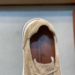 Loro Piana Week-End Walk Sneaker FAM1720 Men Dark Gray Suede Sneakers Loro Piana Week-End Walk Sneaker FAM1720 Men Dark Gray Suede Casual Shoes White Sole