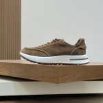 Loro Piana Week-End Walk Sneaker FAM1720 Men Dark Gray Suede Sneakers Loro Piana Week-End Walk Sneaker FAM1720 Men Dark Gray Suede Casual Shoes White Sole