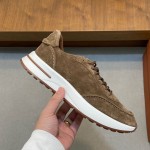 Loro Piana Week-End Walk Sneaker FAM1720 Men Dark Gray Suede Sneakers Loro Piana Week-End Walk Sneaker FAM1720 Men Dark Gray Suede Casual Shoes White Sole