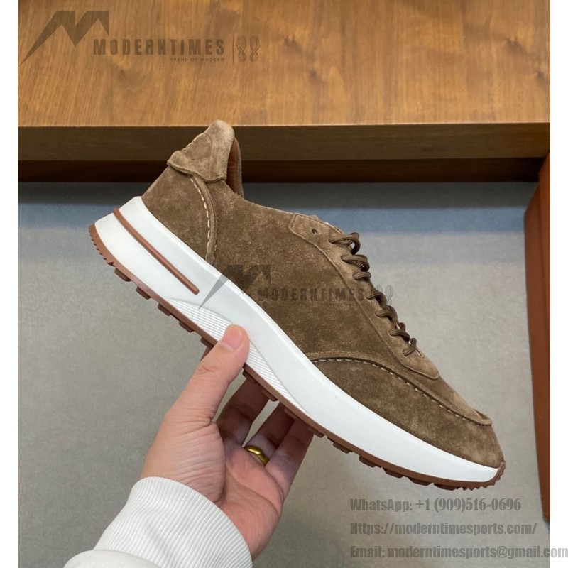 Loro Piana Week-End Walk Sneaker FAM1720 Men Dark Gray Suede Sneakers Loro Piana Week-End Walk Sneaker FAM1720 Men Dark Gray Suede Casual Shoes White Sole