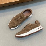 Loro Piana Week-End Walk Sneaker FAM1720 Men Dark Gray Suede Sneakers Loro Piana Week-End Walk Sneaker FAM1720 Men Dark Gray Suede Casual Shoes White Sole