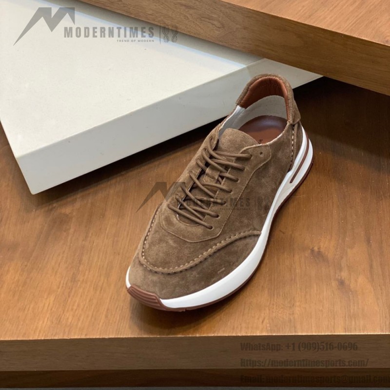 Loro Piana Week-End Walk Sneaker FAM1720 Men Dark Gray Suede Sneakers Loro Piana Week-End Walk Sneaker FAM1720 Men Dark Gray Suede Casual Shoes White Sole