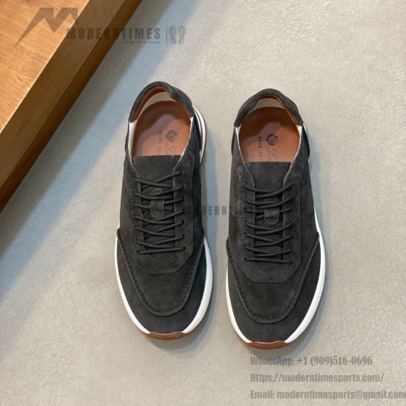 Loro Piana Week-End Walk Sneaker FAM1720 Men Dark Gray Suede Sneakers Loro Piana Week-End Walk Sneaker FAM1720 Men Dark Gray Suede Casual Shoes White Sole