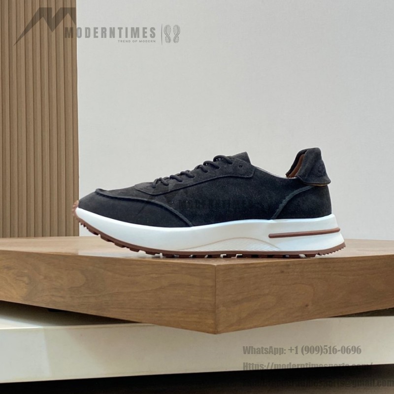 Loro Piana Week-End Walk Sneaker FAM1720 Men Dark Gray Suede Sneakers Loro Piana Week-End Walk Sneaker FAM1720 Men Dark Gray Suede Casual Shoes White Sole