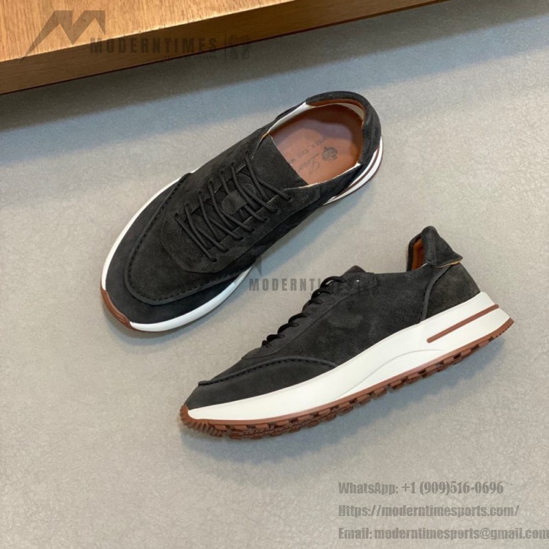 Loro Piana Week-End Walk Sneaker FAM1720 Men Dark Gray Suede Sneakers Loro Piana Week-End Walk Sneaker FAM1720 Men Dark Gray Suede Casual Shoes White Sole