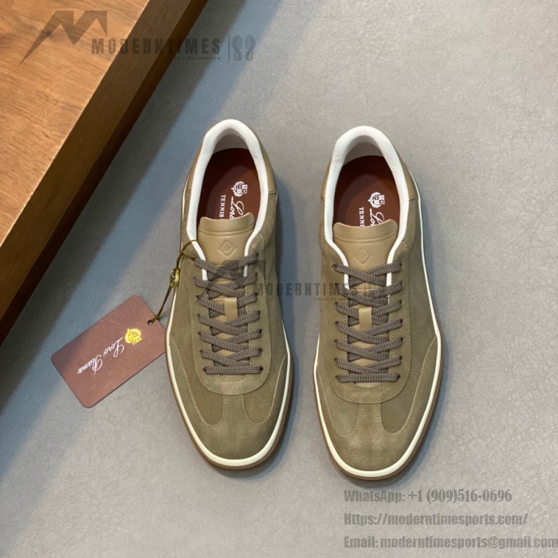 Loro Piana Tennis Walk Sneaker FAN8505-506Z Army Gray Suede Men's Shoe Loro Piana Tennis Walk Sneaker FAN8505-506Z in Army Gray Suede for Men