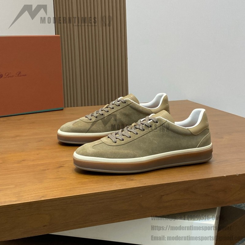 Loro Piana Tennis Walk Sneaker FAN8505-506Z Army Gray Suede Men's Shoe Loro Piana Tennis Walk Sneaker FAN8505-506Z in Army Gray Suede for Men